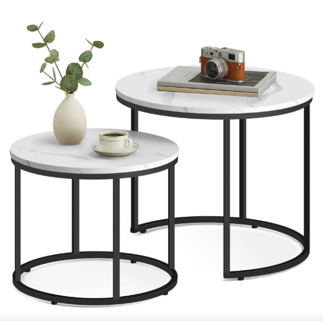 Комплект журнальних столиків Leobert Oreo круглі мармуровий