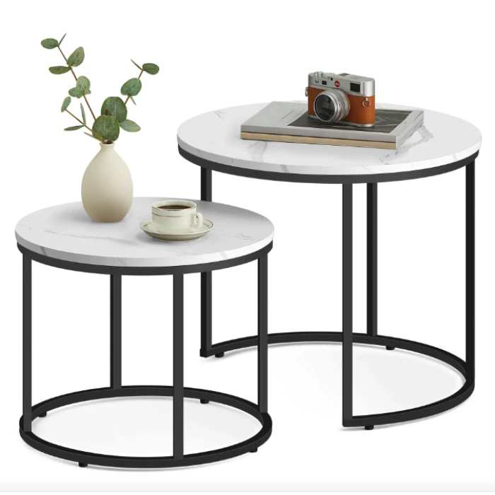 Комплект журнальних столиків Leobert Oreo круглі мармуровий