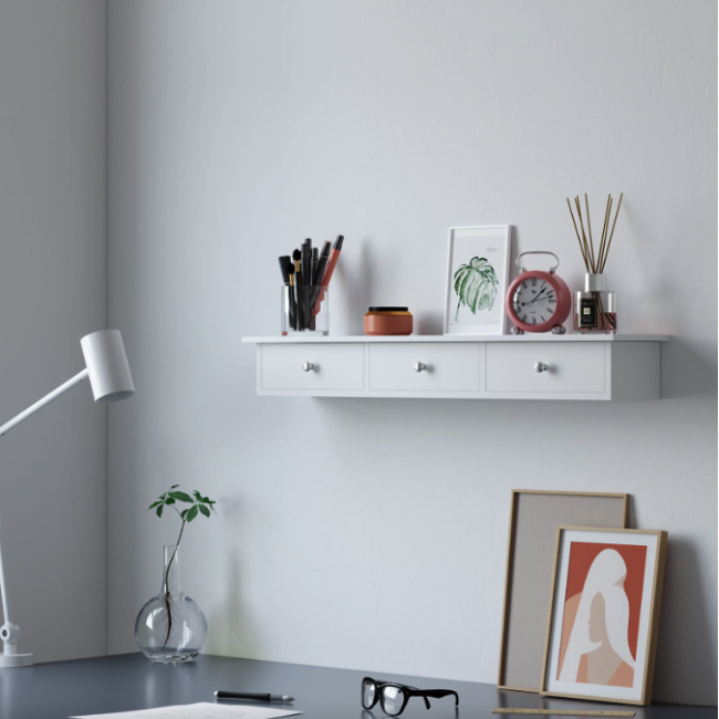 Полка настенная Leobert Corner три ящика белый