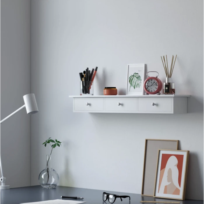 Полка настенная Leobert Corner три ящика белый