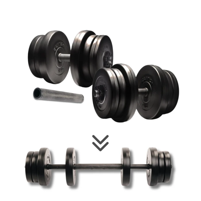 Гантелі Elitum 2х21кг + подовжувач грифа для штанги