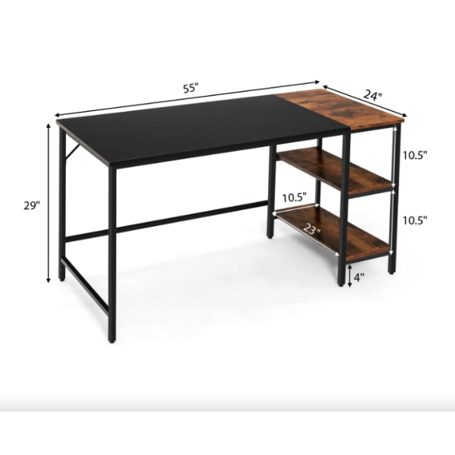 Компьютерный стол Costway Tiffany с двумя полками в стиле Loft