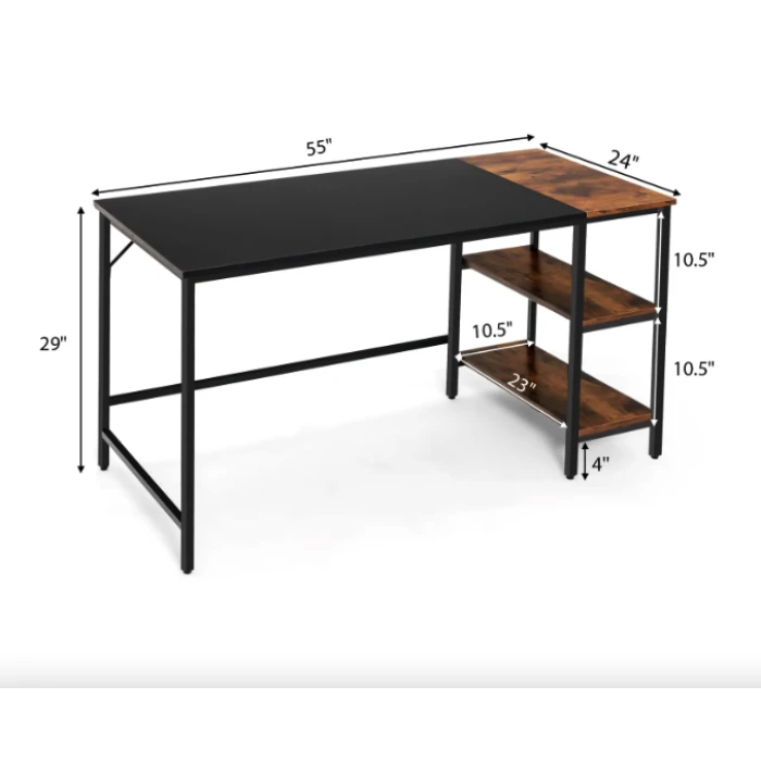 Компьютерный стол Costway Tiffany с двумя полками в стиле Loft