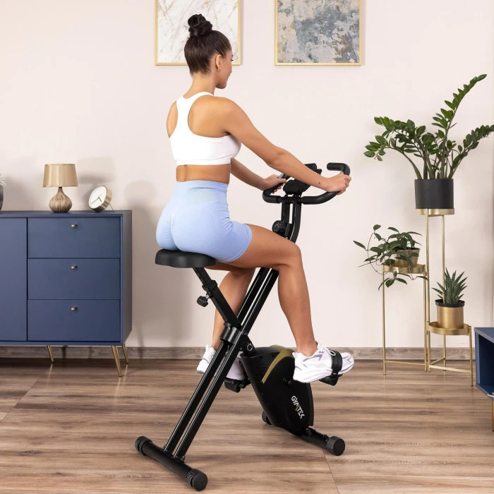 Велотренажер Gymtek FX800 магнітний складний з еспандерами золотий