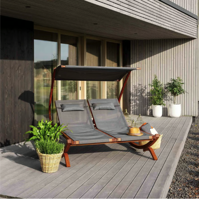 Садовый шезлонг Di Volio Pionza двухместный серый