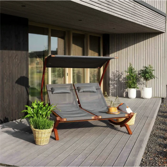 Садовый шезлонг Di Volio Pionza двухместный серый