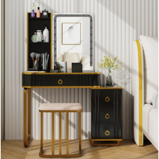 Туалетный столик Costway Vicci с пуфом + зеркало LED черный