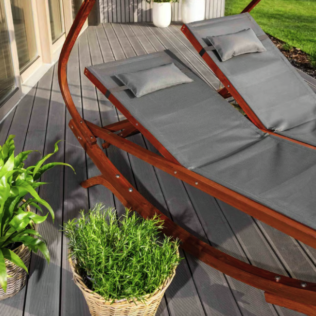 Садовый шезлонг Di Volio Pionza двухместный серый
