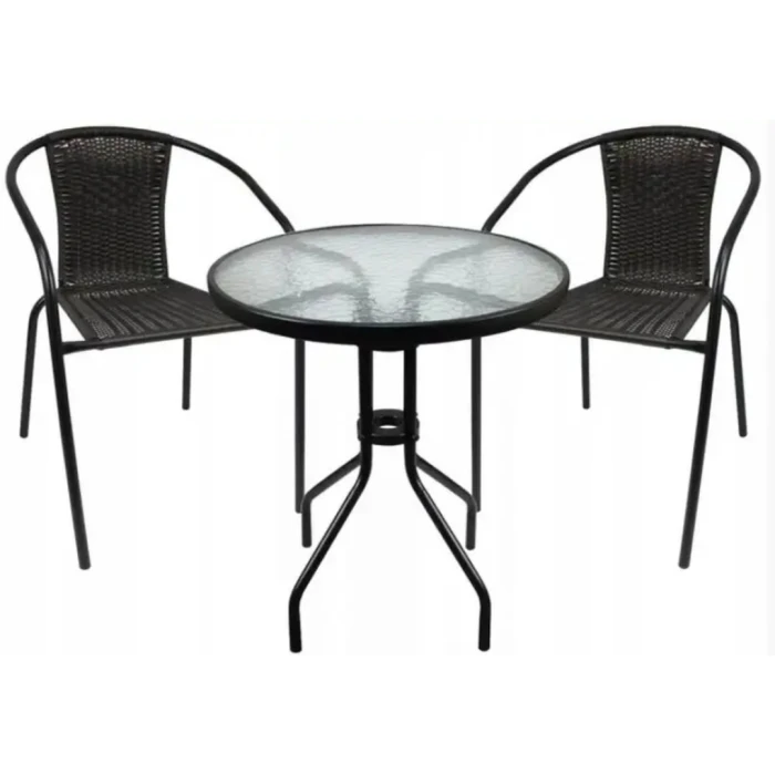 Садовая мебель Chomik Bistro New стол и 2 стулья черный