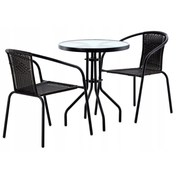 Садовая мебель Chomik Bistro New стол и 2 стулья черный