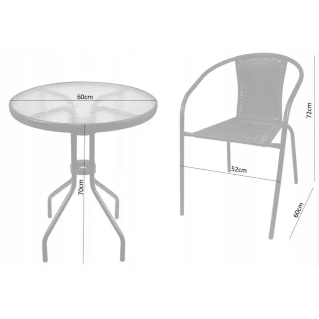 Садові меблі Chomik Bistro New стіл та 2 стільці чорний