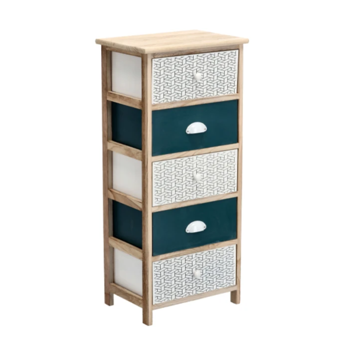 Комод деревянный Chomik HANS на 5 изумрудных ящиков.