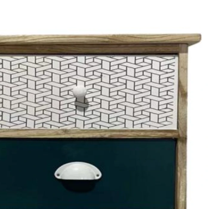 Комод деревянный Chomik HANS на 5 изумрудных ящиков.