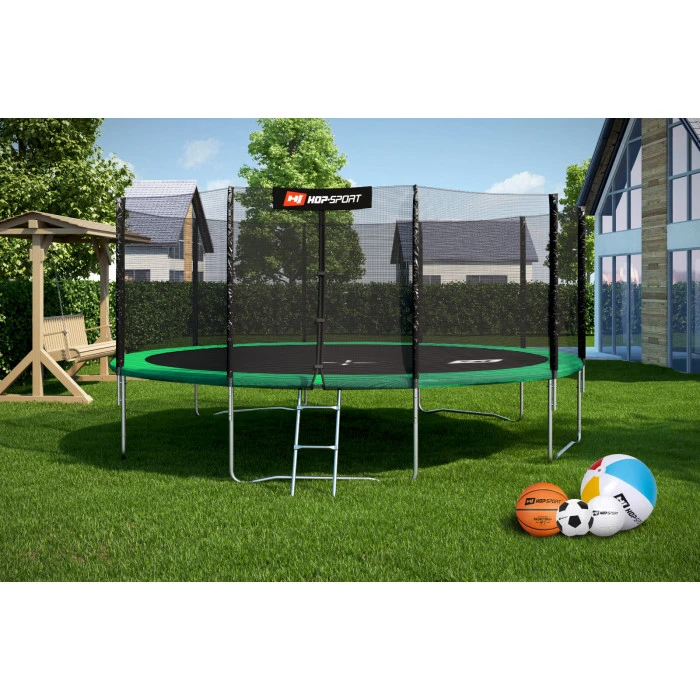 Батут Hop-Sport 16ft (488см) зелений із зовнішньою сіткою