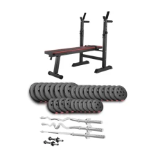 Набір Hop-Sport Premium 173кг з лавою HS-1080, штангами та гантелями
