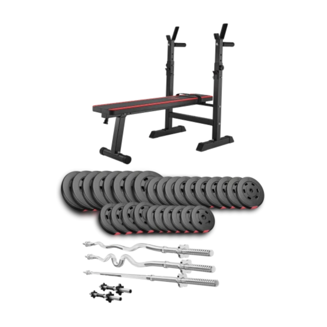 Набор Hop-Sport Premium 173кг со скамьей HS-1080, штангами и гантелями.