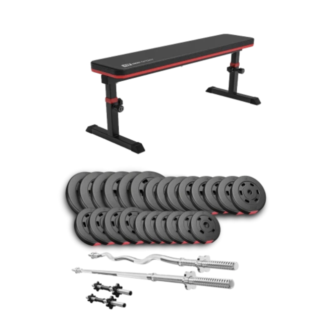 Набір Hop-Sport Premium 135кг з лавою HS-1025 Pro, штангами та гантелями