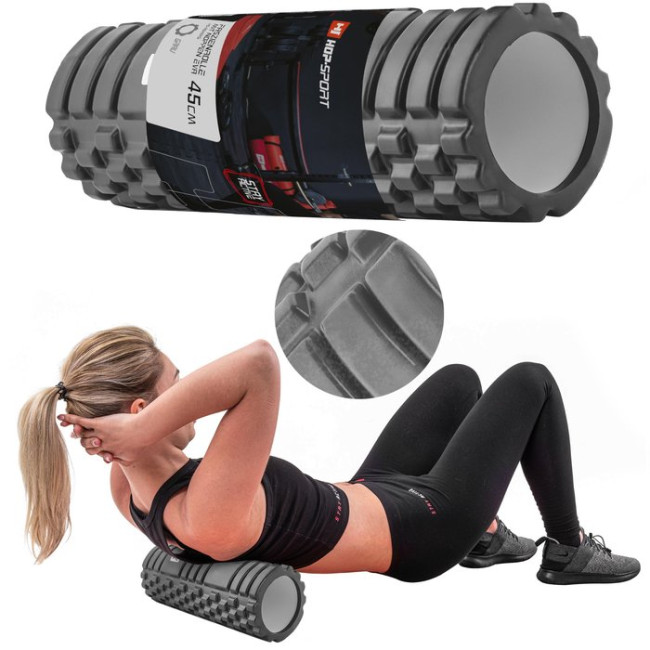 Роллер массажер (валик, ролик) Hop-Sport EVA 45см серый