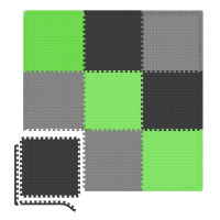 Мат-пазл Hop-Sport EVA 1см HS-A010PM - 9 частин чорний/сірий/зелений