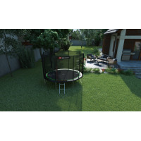 Батут Hop-Sport 10ft (305см) чорно-зелений з зовнішньою сіткою (4 ноги)