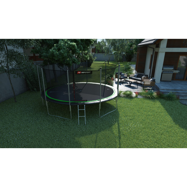 Батут Hop-Sport 16ft (488см) чорно-зелений з внутрішньою сіткою