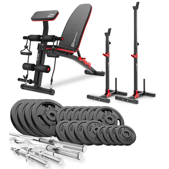 Набор STRONG 106кг со скамейкой HS-1035 и стойками 1005L