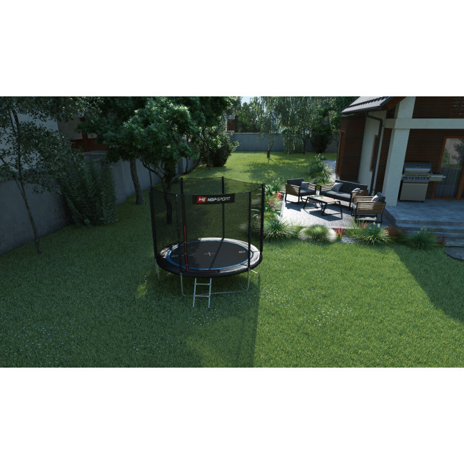 Батут Hop-Sport 8ft (244см) черно-синий с наружной сеткой