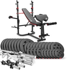 Набір Hop-Sport Premium 173кг з лавою HS-1065HB Pro, штангами та гантелями