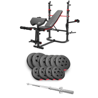 Набір Hop-Sport Premium 59кг з лавою HS-1065HB Pro та штангою