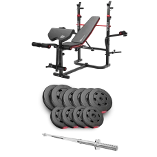 Набір Hop-Sport Premium 59кг з лавою HS-1065HB Pro та штангою