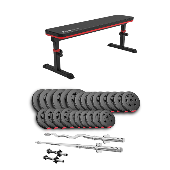 Набір Hop-Sport Premium 135кг з лавою HS-1025 Pro, штангами та гантелями