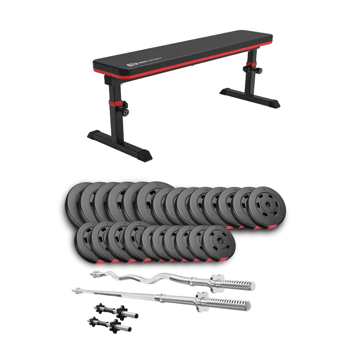 Набір Hop-Sport Premium 135кг з лавою HS-1025 Pro, штангами та гантелями