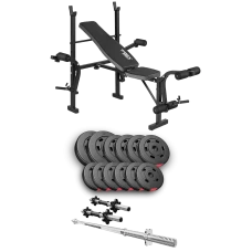 Набор Hop-Sport Premium 38кг со скамьей TX-055, штангой и гантелями.