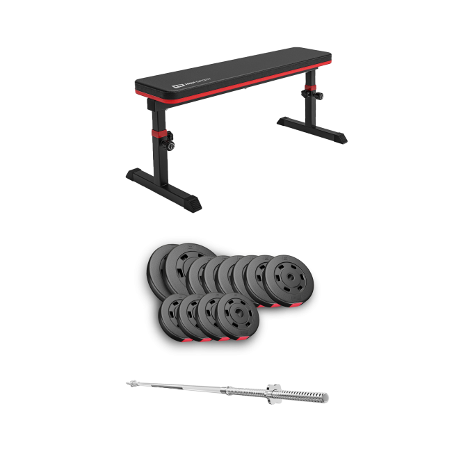 Набор Hop-Sport Premium 69кг со скамьей HS-1025 Pro и штангой