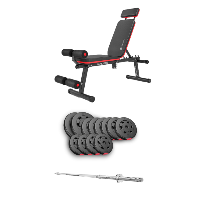 Набір Hop-Sport Premium 69кг з лавою HS-2040 HB та штангою