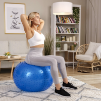 Фитбол массажный Hop-Sport 65см голубой + насос