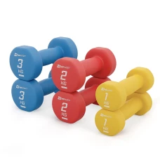 Набор круглых фитнес гантелей HS-V120DRS с подставкой 12кг разноцветные.