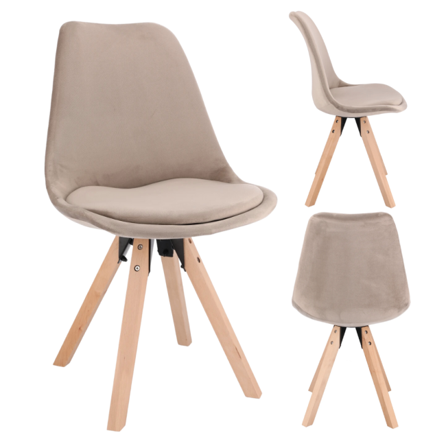 Туалетний столик Jumi Scandi LED + крісло Saida бежевий (шкіряні ручки)