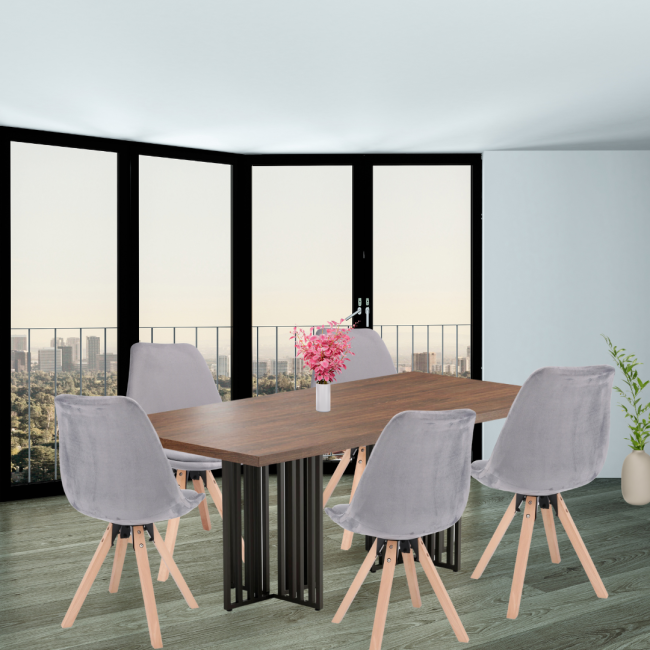 Стул Saida Jumi в скандинавском стиле с деревянными ножками серый