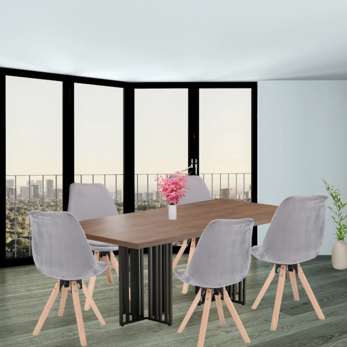 Стілець Saida Jumi у скандинавському стилі з дерев'яними ніжками сірий