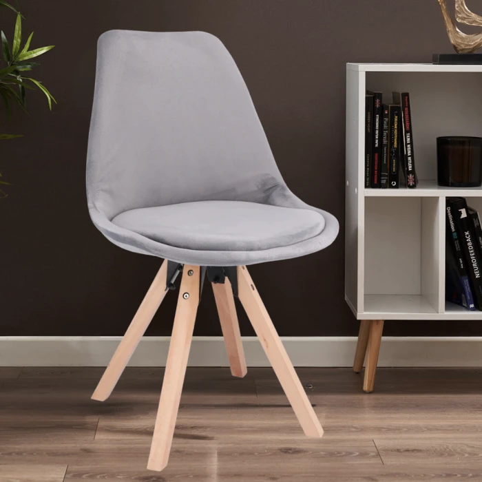 Стілець Saida Jumi у скандинавському стилі з дерев'яними ніжками сірий