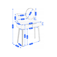 Туалетный столик Jumi Scandi LED подсветка, с ящиками, кожаные ручки, белый