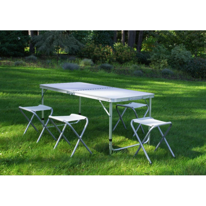 Стол туристический раскладной Jumi Economix с 4 стульями белый