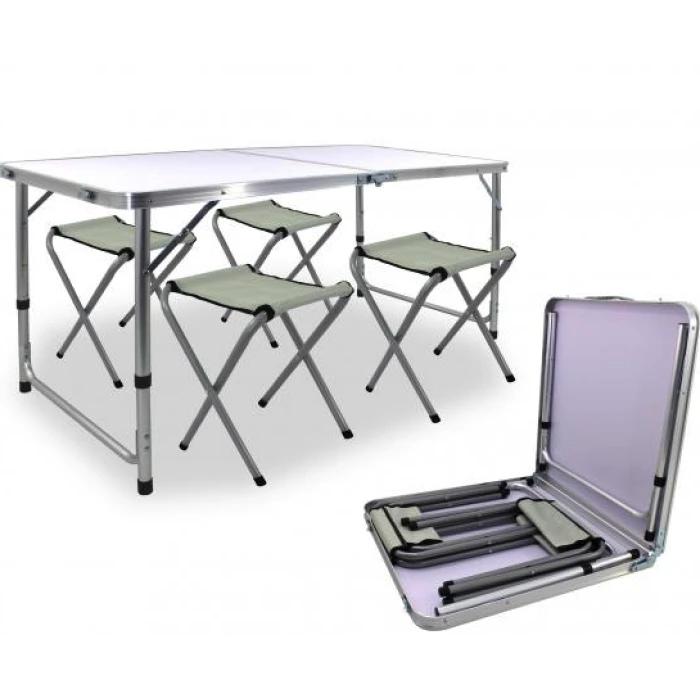 Стол туристический раскладной Jumi Economix с 4 стульями белый