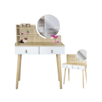 Туалетний столик Jumi Scandi з шухлядами, шкіряні ручки, світлий бук