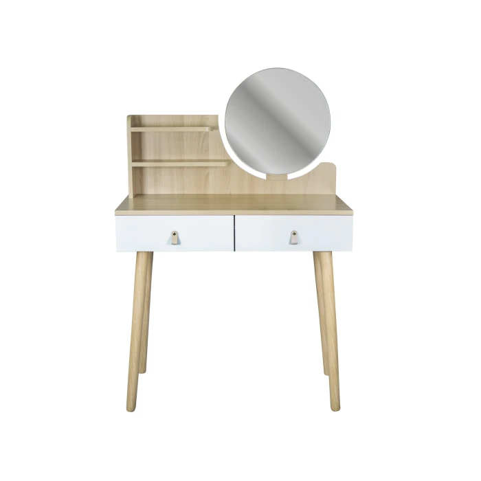 Туалетний столик Jumi Scandi з шухлядами, шкіряні ручки, світлий бук