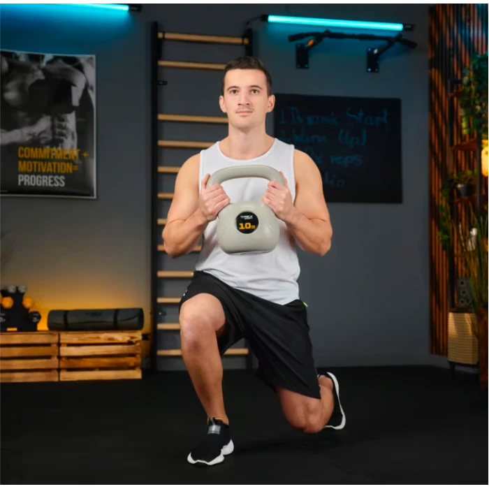 Гиря вінілова 10кг Trex Sport TX-010CKB сірий