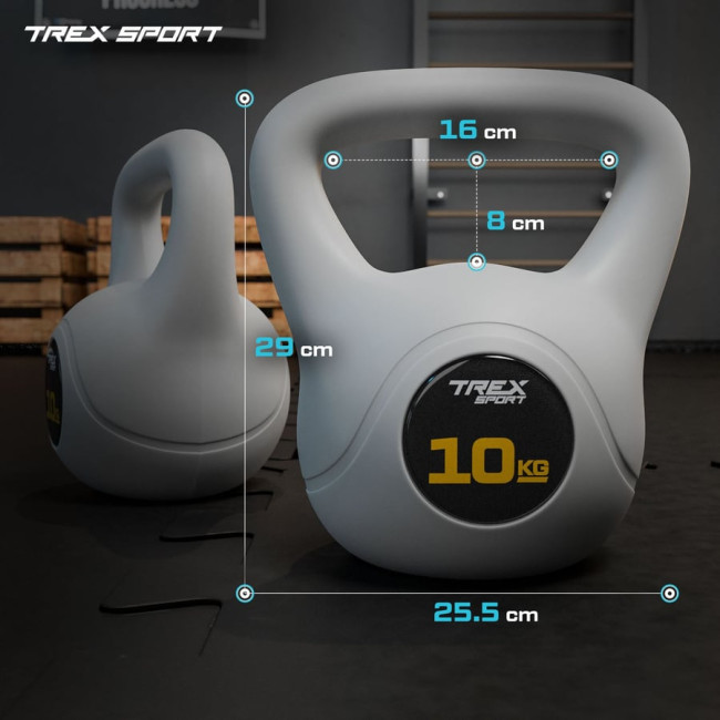 Гиря виниловая 10кг Trex Sport TX-010CKB серый