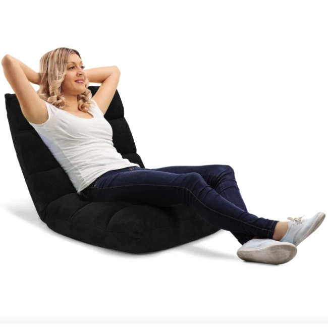 Кресло Costway Tiktok напольное с регулируемой спинкой черный