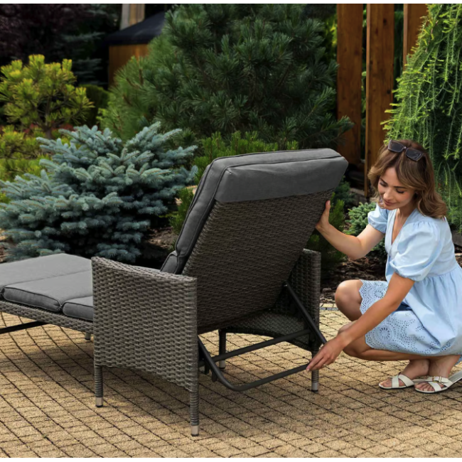 Садовый шезлонг Di Volio Breso из серого ротанга